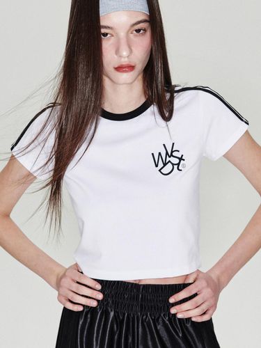 MG Logo Track Crop T-shirt [White] - WONDER VISITOR - Modalova