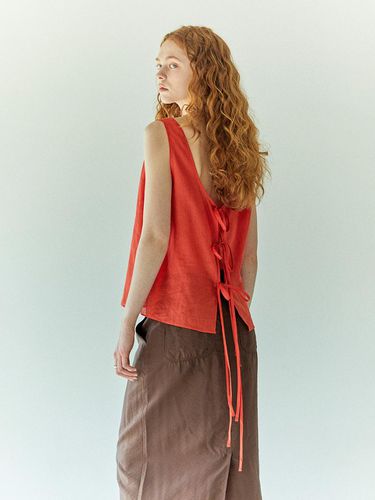 Linen Back Ribbon Sleeveless Blouse_3color - SY2C - Modalova