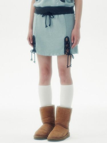 WASHED SWEAT MINI SKIRT [SKY BLUE] - runningHIGH - Modalova