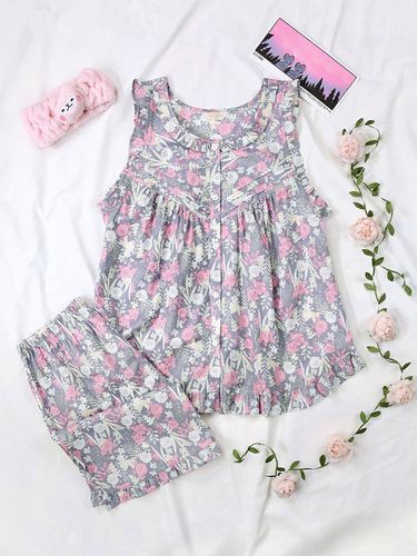 Garden Flower Sleeveless Cotton Sleepwear Set - MAY FLOWER - Modalova