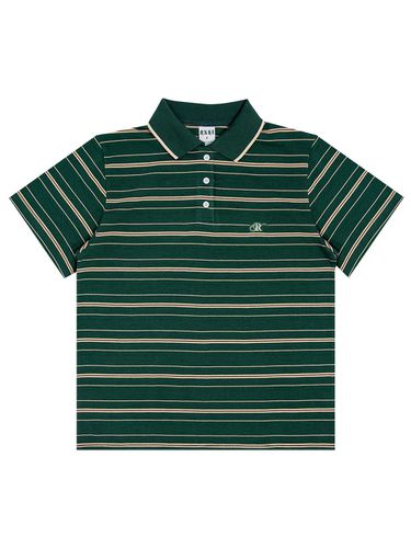 RH LOGO STRIPE COLLAR TEE [GREEN] - runningHIGH - Modalova