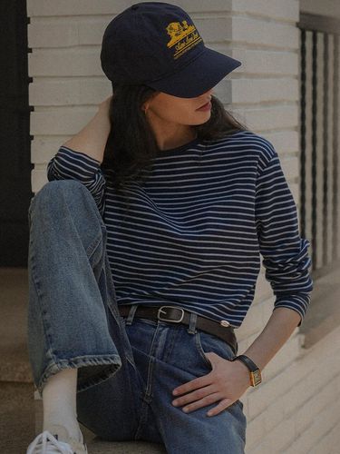 Stripe Soft Touch T-shirt - Navy - TILLIDIE - Modalova