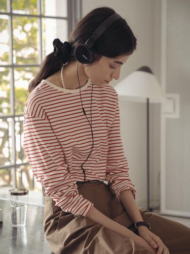 Stripe Soft Touch T-shirt - Red - TILLIDIE - Modalova