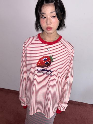 D Strawberry Stripe Raglan LS-T [] - WONDER VISITOR - Modalova