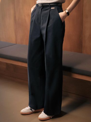 Relaxed Cotton Twill Pants - Navy - TILLIDIE - Modalova