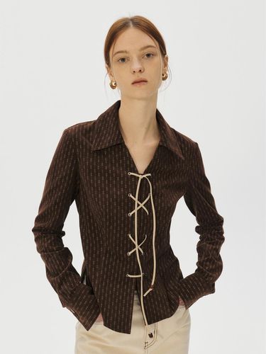 Patterned corduroy string blouse - KUME - Modalova