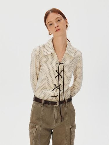 Patterned corduroy string blouse - KUME - Modalova