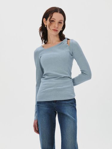 Twisted Long Sleeves T-shirt, Blue - KUME - Modalova