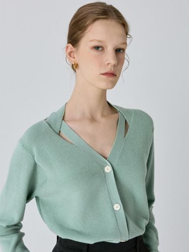 Twisted Neck Superfine Merino Wool Cardigan - KUME - Modalova