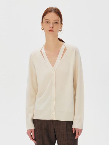 Twisted Neck Superfine Merino Wool Cardigan - KUME - Modalova