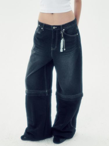 DETACHABLE 2 WAY DENIM PANTS [BLACK] - runningHIGH - Modalova