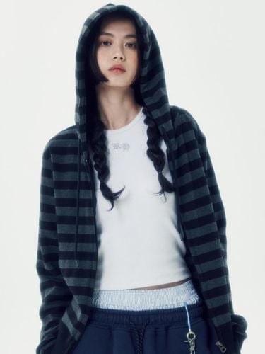 STRIPE ZIP UP HOODIE [BLACK] - runningHIGH - Modalova