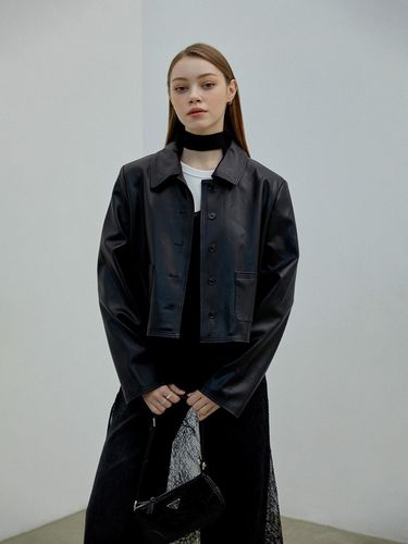 Shirts Collar Leather Short Jacket - SY2C - Modalova