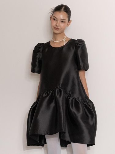 Tiered high-low taffeta dress in Black - vente - Modalova