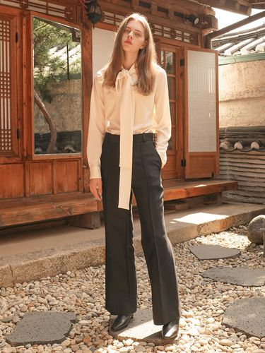 Wool & silk blended pintuck pants in - vente - Modalova