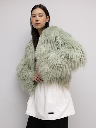 Mongolian faux fur jacket in mint - vente - Modalova