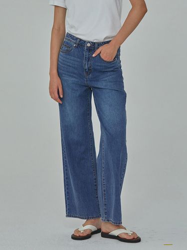 SOFT DENIM STRAIGHT WIDE PANTS BLUE - RYUL + WAI: - Modalova