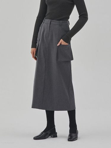 POCKET WOOL LONG SKIRT GREY - RYUL + WAI: - Modalova