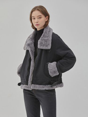 DENIM ECO FUR JACKET BLACK - RYUL + WAI: - Modalova