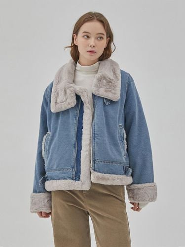 DENIM ECO FUR JACKET INDIGO - RYUL + WAI: - Modalova