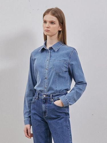 DENIM BASIC ONE POCKET SHIRT BLUE - RYUL + WAI: - Modalova