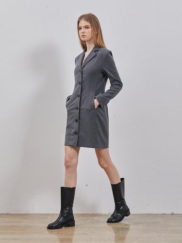 WOOL TAILORED MINI DRESS GREY - RYUL + WAI: - Modalova