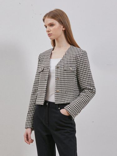 TWEED CROP BUTTON JACKET BLACK - RYUL + WAI: - Modalova