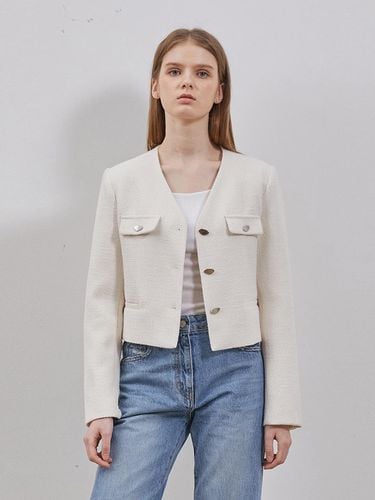 TWEED CROP BUTTON JACKET - RYUL + WAI: - Modalova