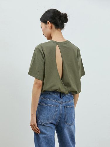 BACK OPEN WRAP LOOSE TOP KHAKI - RYUL + WAI: - Modalova