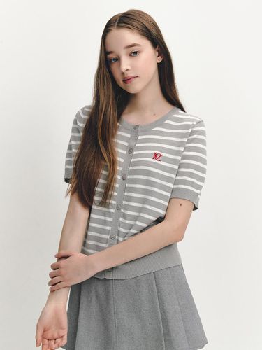 Marie Logo Embroidered Stripe Short-Sleeved Knit C - marieclaire - Modalova