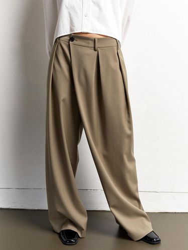 Wool Draped Wide Pants, Brown - ENSUAL - Modalova