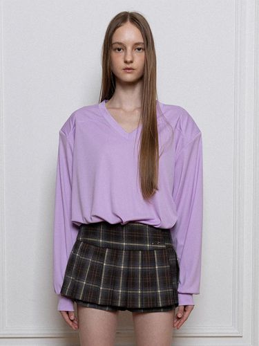 PADDED LONG SLEEVE JERSEY TOP, LIGHT PURPLE - Porta - Modalova