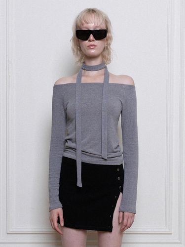 BASIC OFF-SHOULDER MUFFLER TOP SET, GREY - Porta - Modalova