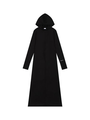 HAND WARMER ZIP HOODIE LONG DRESS, BLACK - Porta - Modalova