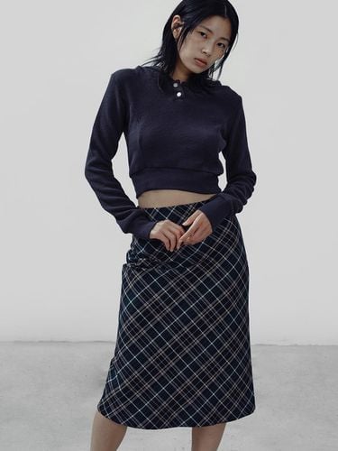 Check midi flare skirt Navy - answerisyes - Modalova