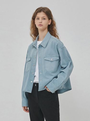 DENIM OVER FIT TWO POCKET JACKET BLUE - RYUL + WAI: - Modalova