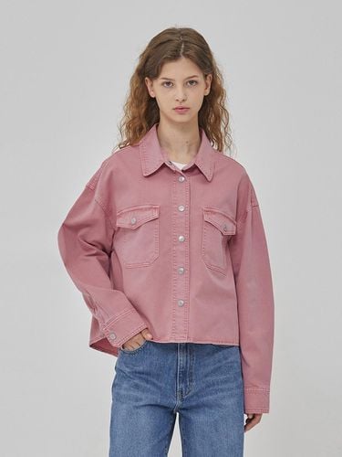 DENIM OVER FIT TWO POCKET JACKET PINK - RYUL + WAI: - Modalova