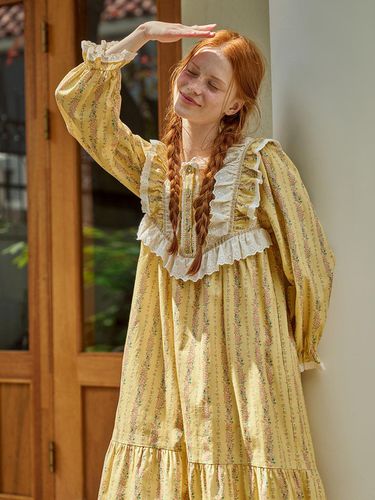 Anne's Flower Wind Long-Sleeved dress Yellow (30 p - ULLALA PAJAMAS - Modalova