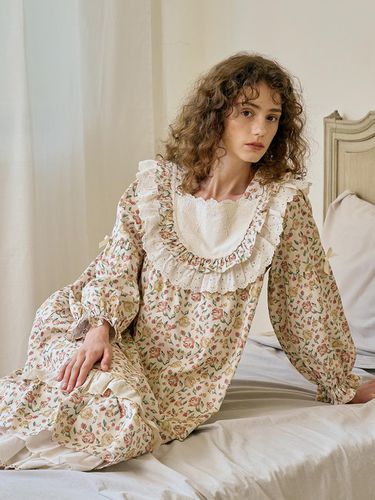 Rosely Long-Sleeved Dress Beige - ULLALA PAJAMAS - Modalova