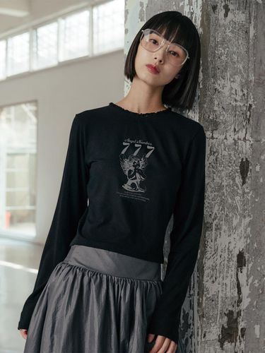 Angel Graphic Long Sleeve_Black - HIGHSCHOOLDISCO - Modalova