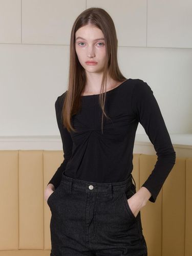 KNOTTED LONG SLEEVE TOP_BLACK - HEO - Modalova