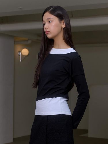 DOUBLE LAYERED T-SHIRTS_BLACK - HEO - Modalova