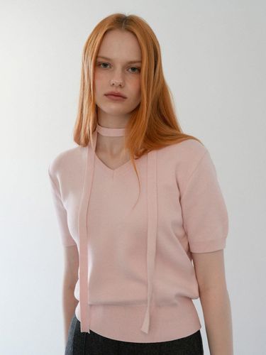 Tie Set V-neck Half Knit (Pink) - VLETI - Modalova