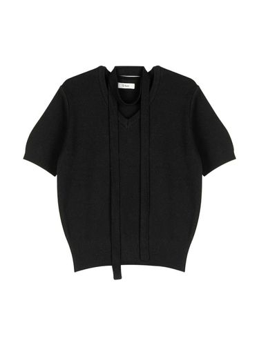 Tie Set V-neck Half Knit (Black) - VLETI - Modalova