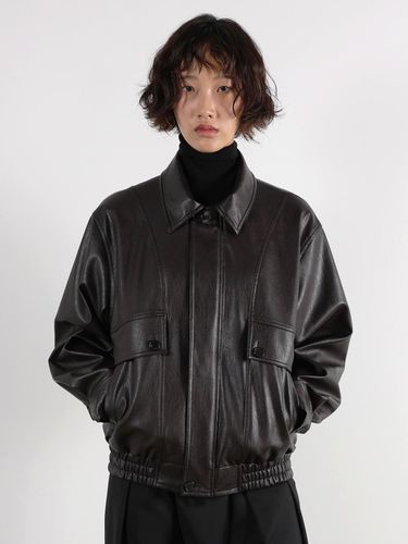 Oversized Leather Jacket - ENSUAL - Modalova