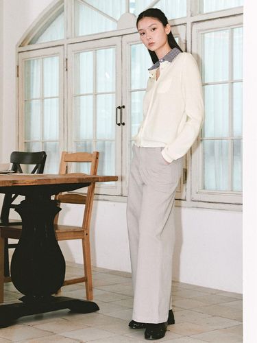 Basic Wide Cotton Pants (MAECSL13MGY) - marieclaire - Modalova