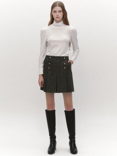 Pleated Herringbone Wool Skirt - GRAYDATION - Modalova