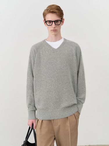 UNISEX V-NECK SWEATER MELANGE GREY - Dunst for MEN - Modalova