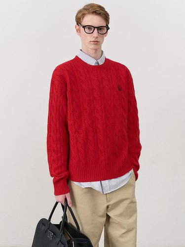 UNISEX CABLE CREWNECK SWEATER RED - Dunst for MEN - Modalova