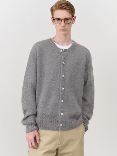 UNISEX KID-MOHAIR CREWNECK KNIT CARDIGAN GREY - Dunst for MEN - Modalova